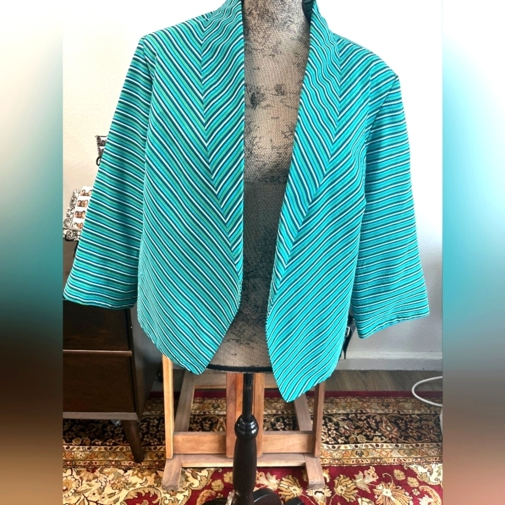 Lavender and Honey SUMMER Structured Striped Blazer, 3/4length Sleeve